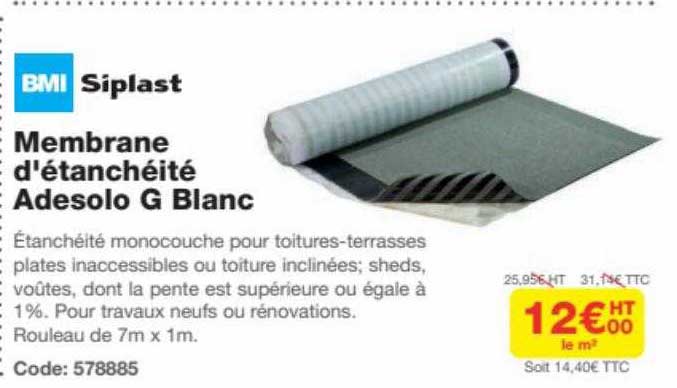 membrane d'étanchéité adesolo g blanc bmi siplast