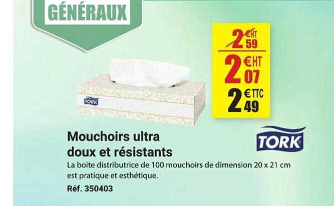 mouchoirs ultra doux et résistants tork