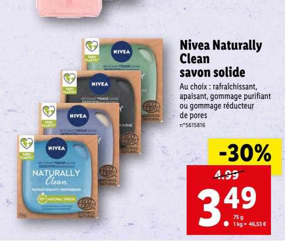 nivea naturally clean savon solide