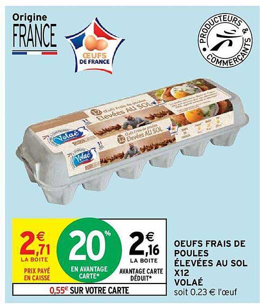 œufs frais de poules élevées au sol x12 volaé