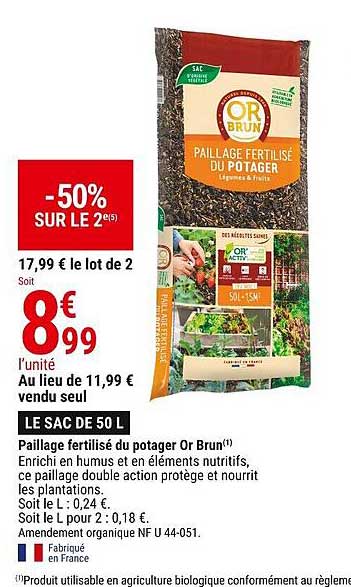 paillage fertilisé du potager or brun