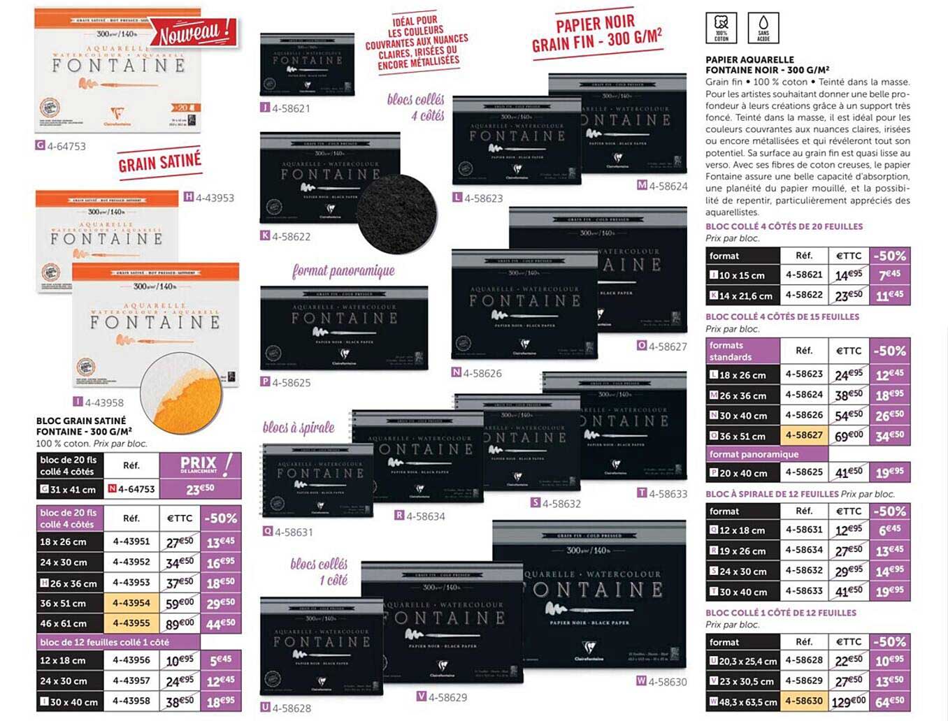 Papier Aquarelle Fontaine Noir 300 G M2