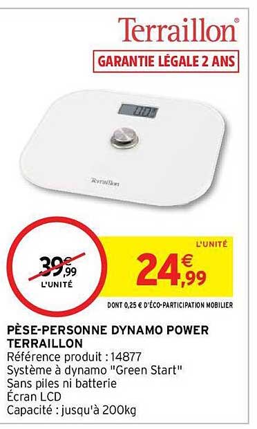 pèse-personne dynamo power terraillon