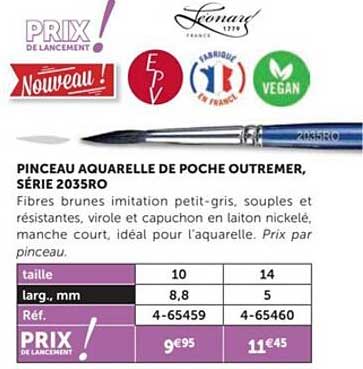 Pinceau Aquarelle De Poche Outremer Série 2035ro