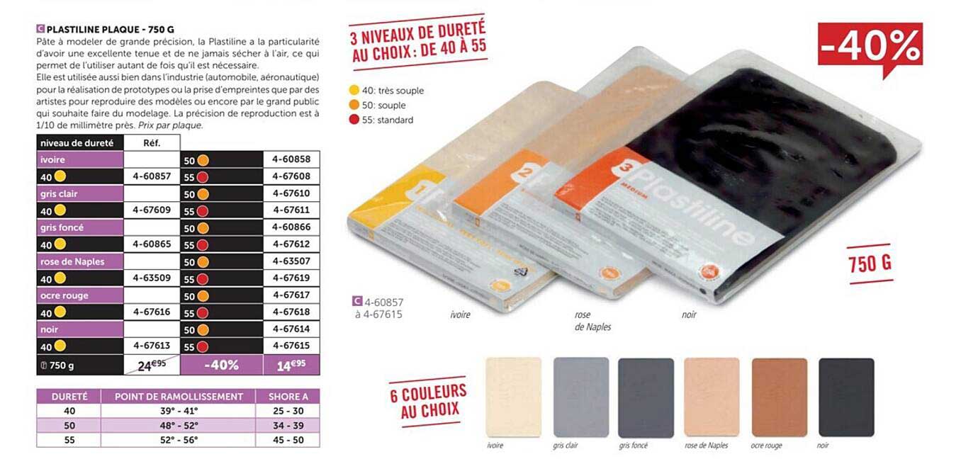 plastiline plaque 750g