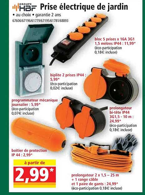 prise électrique de jardin groupe hbf