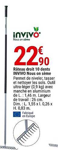 râteau droit 10 dents invivo nous on sème
