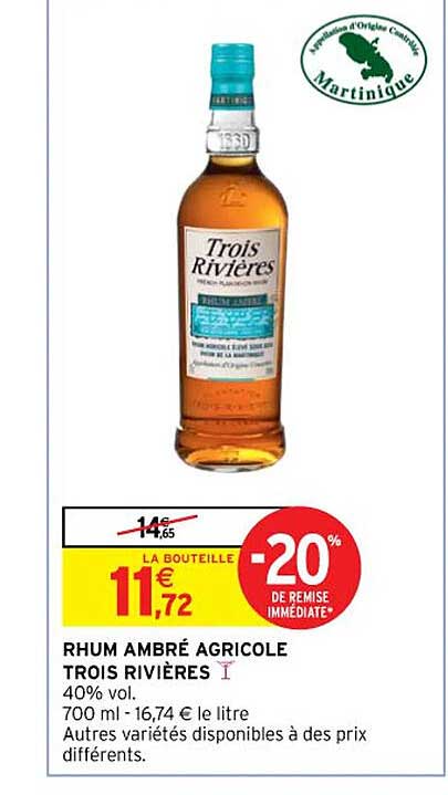 rhum ambré agricole trois rivières