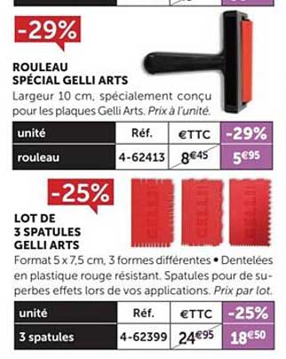 rouleau spécial gelli arts lot de 3 spatules gelli arts