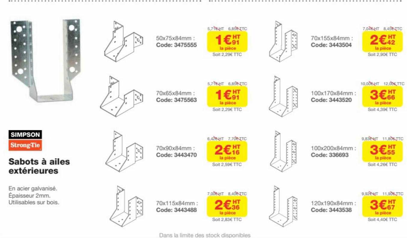 sabots à ailes extérieures simpson strong-tie