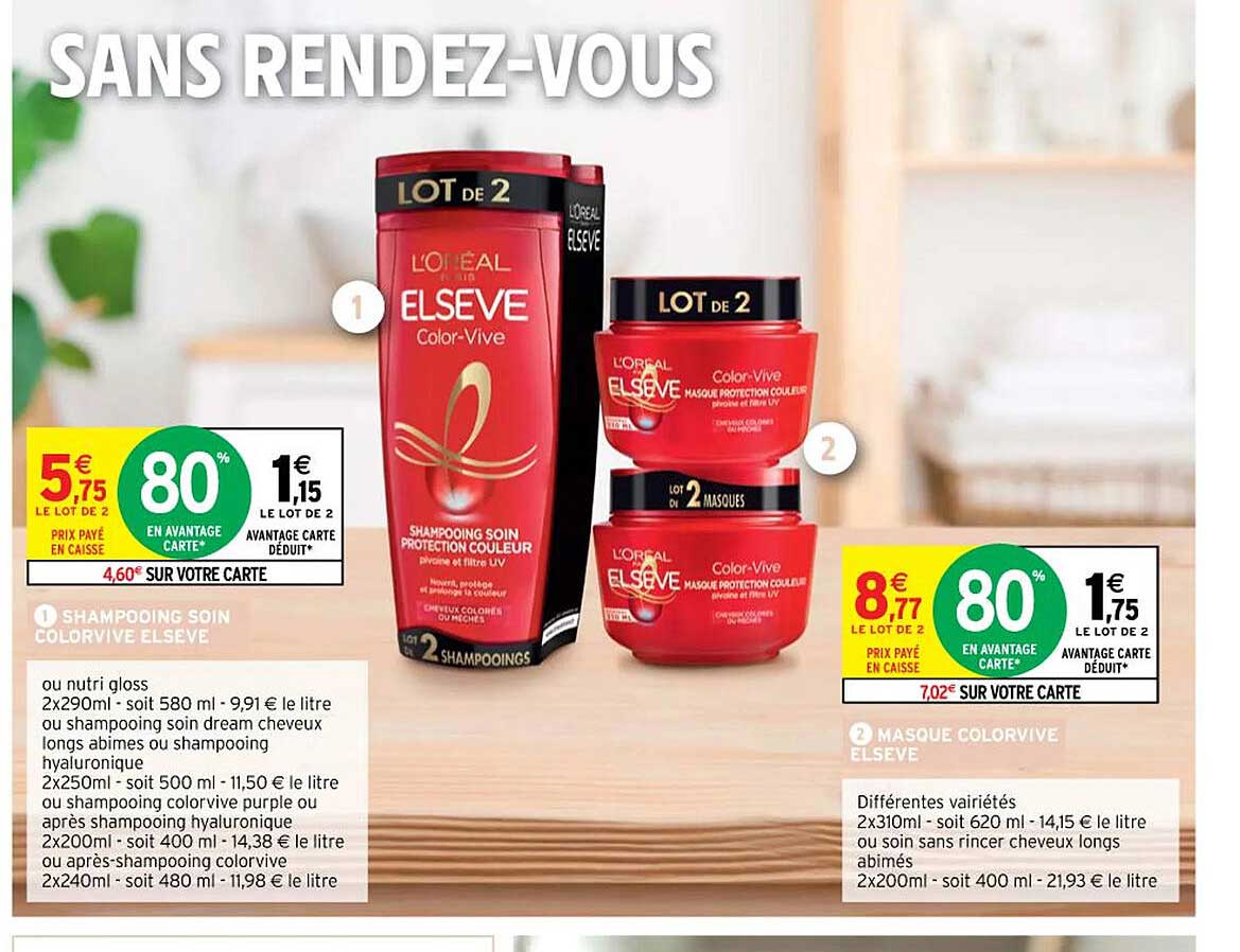 shampooing soin colorvive elsève, masque colorvive elsève