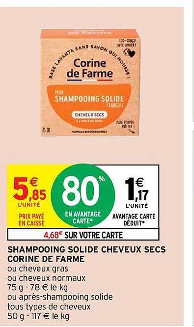 shampooing solide cheveux secs corine de farme