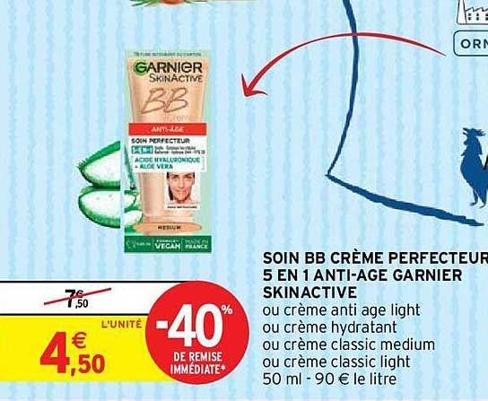 soin bb crème perfecteur 5 en 1 anti-âge garnier skinactive