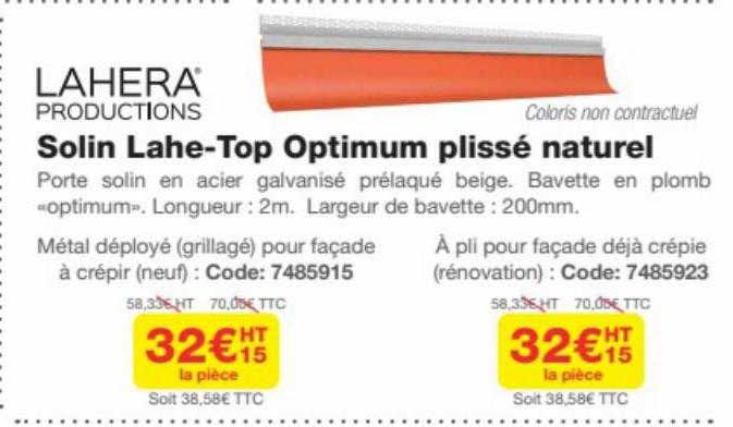 solin lahe-top optimum plissé naturel