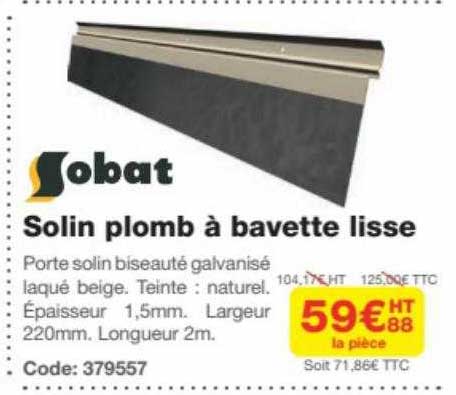 solin plomb à bavette lisse sobat