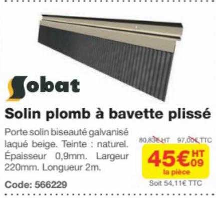 solin plomb à bavette plissé sobat