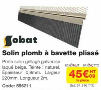 solin plomb à bavettes plissé sobat