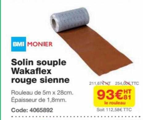solin souple wakaflex rouge sienne bmi monier