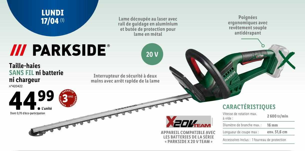 taille-haies sans fil ni batterie ni chargeur parkside