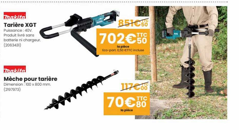 tarière xgt makita mèche pour tarière