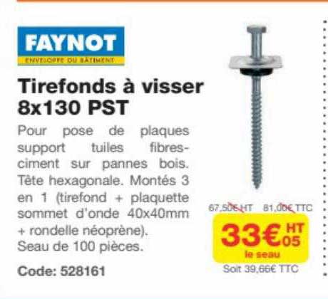 tirefonds à visser 8x130 pst faynot