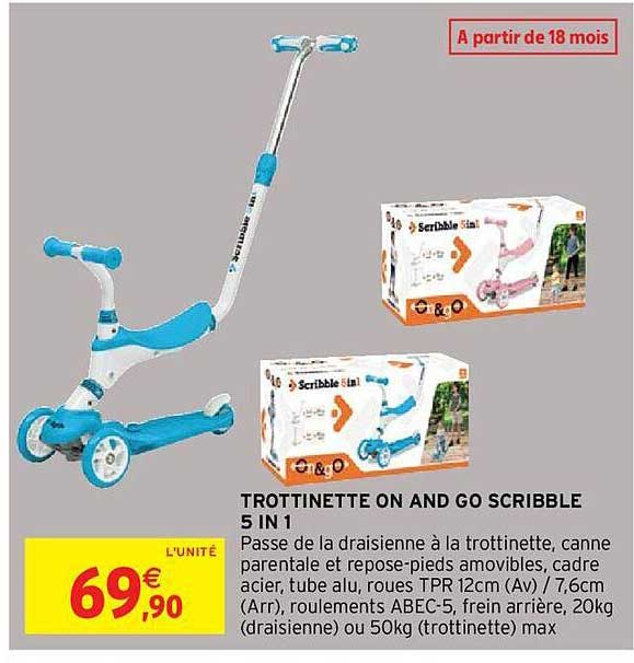 trottinette on and go scribble 5 in 1