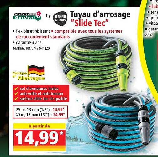 tuyau d'arrosage "slide tec" powertec garden