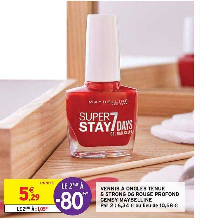 vernis à ongles tenue à strongs 06 rouge profond gemey maybelline