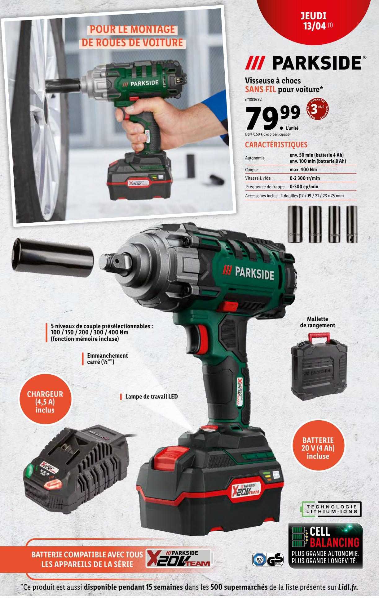 visseuse à chocs sans fil pour voiture parkside