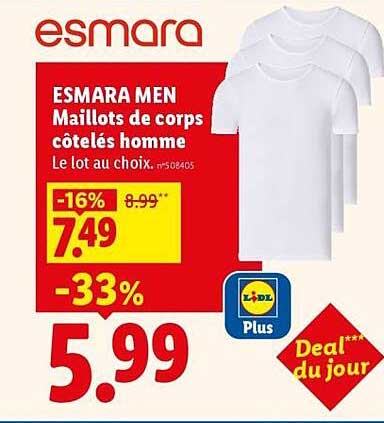 Esmara Men Maillots de corps côtelés homme
