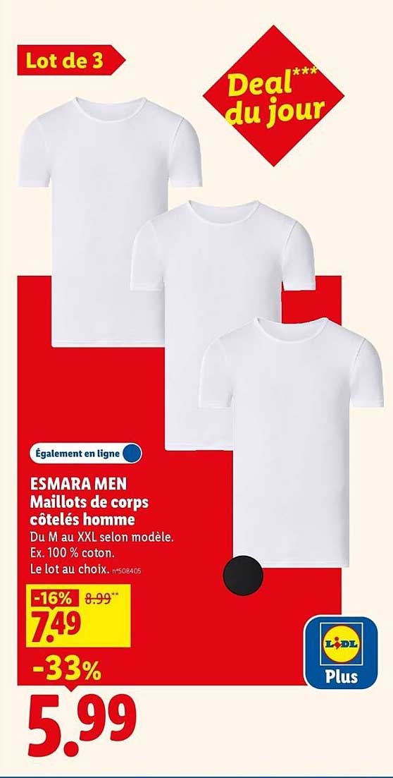 ESMARA MEN Maillots de corps côtelés homme
