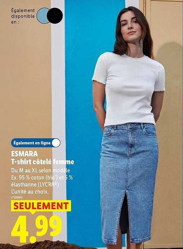 ESMARA T-shirt côtelé femme