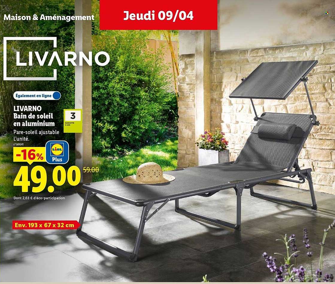 LIVARNO Bain de soleil en aluminium