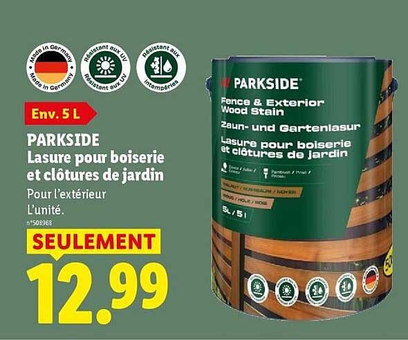PARKSIDE Lasure pour boiserie et clôtures de jardin