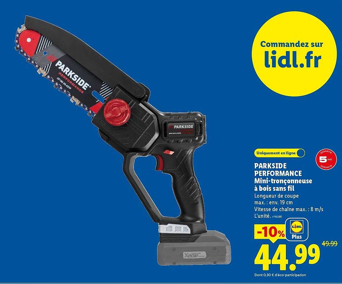 PARKSIDE PERFORMANCE Mini-tronçonneuse à bois sans fil