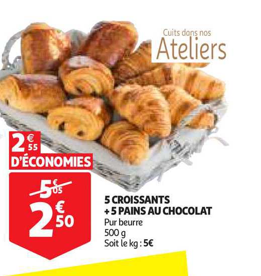 5 Croissants + 5 Pains Au Chocolat