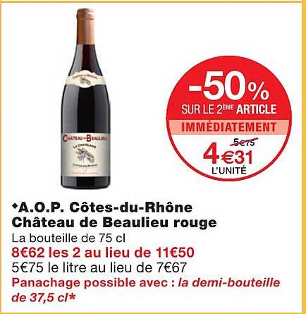 a.o.p. côtes-du-rhône château de beaulieu rouge