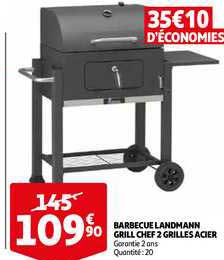 barbecue landmann grill chef 2 grilles acier