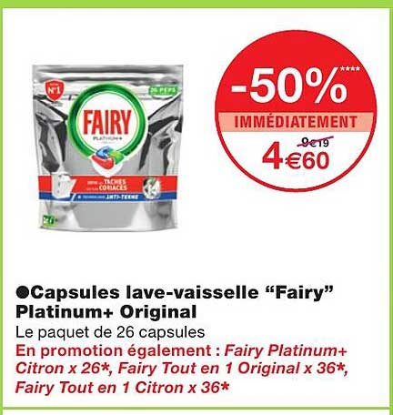 capsules lave-vaisselle "fairy" platinum+ original