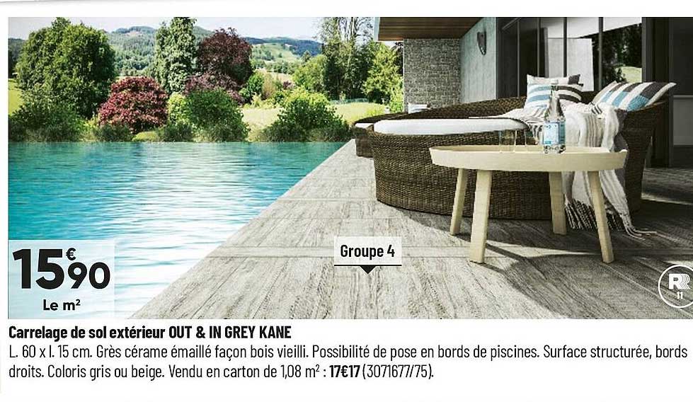 carrelage de sol extérieur out & in grey kane