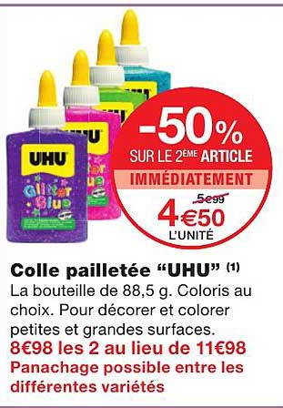 colle pailletée "uhu"