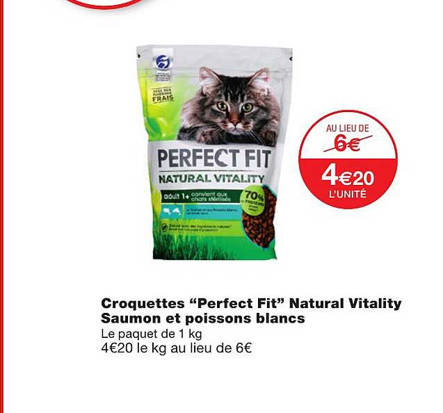 croquettes "perfect fit" natural vitality saumon et poissons blancs