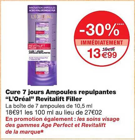 cure 7 jours ampoules repulpantes "l'oréal" revitalift filler