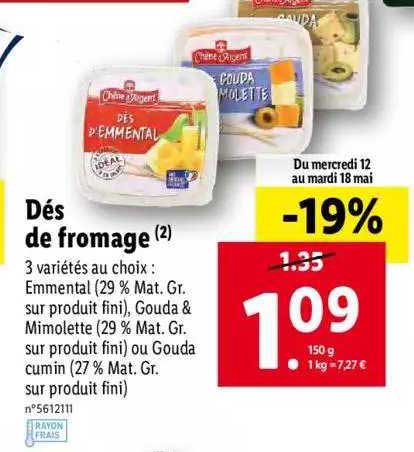 dés de fromage chêne d'argent