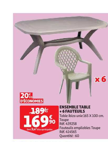 Ensemble Table + 6 Fauteuils