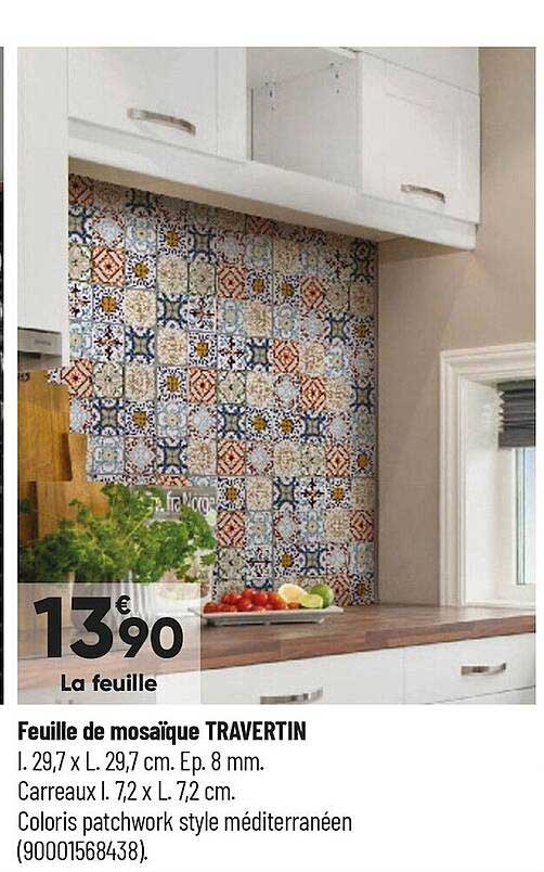 feuille de mosaïque travertin