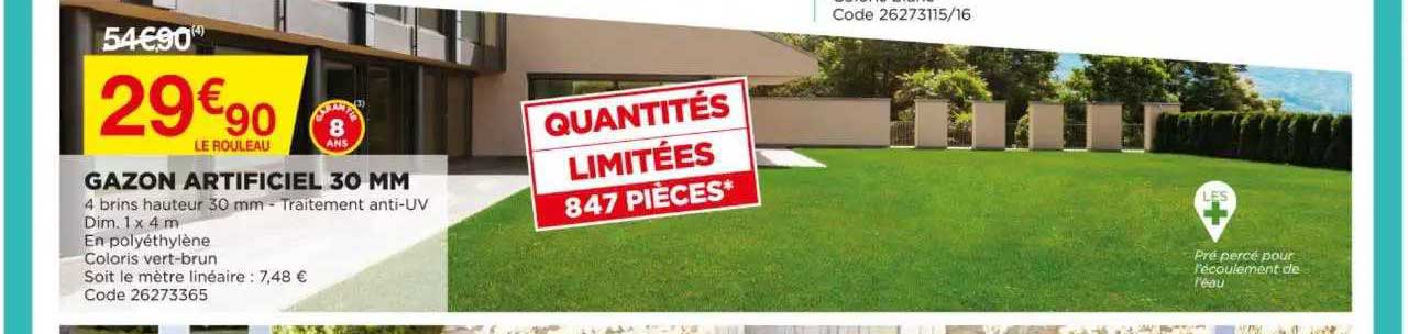 gazon artificiel 30 mm