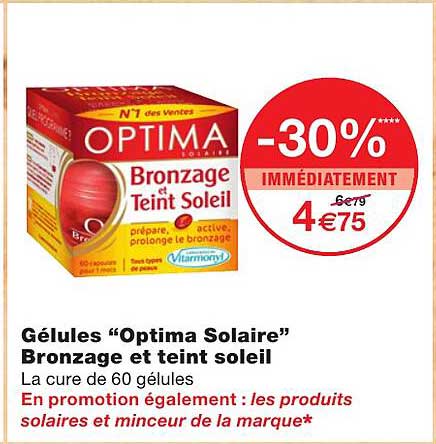 gélules "optima solaire" bronzage et teint soleil