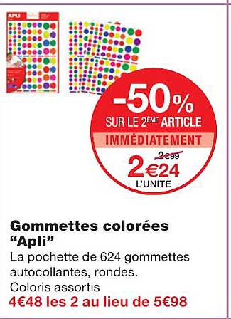 gommettes colorées "apli"