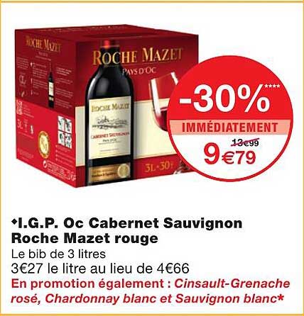 i.g.p. oc cabernet sauvignon roche mazet rouge